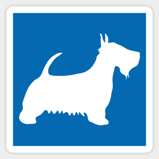 Scottish Terrier Dog Silhouette - White on Scottish Saltire Blue Background Sticker